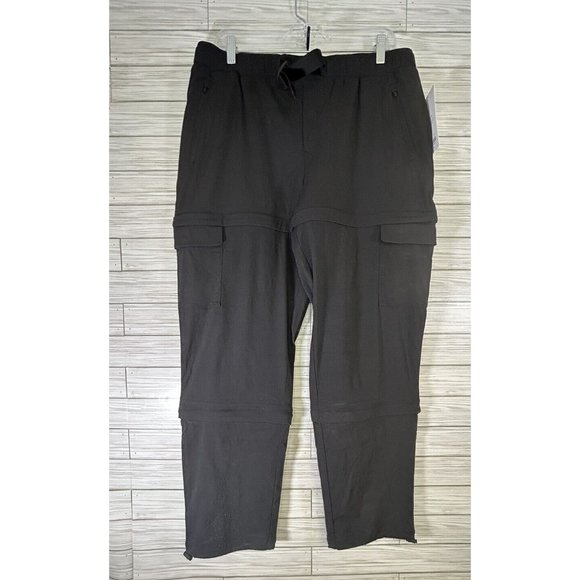 NWT $139 Athleta Sz16 Flat Black Trekkie Convertible Hiking 3 in1 Scrunch Ankle - Picture 1 of 13